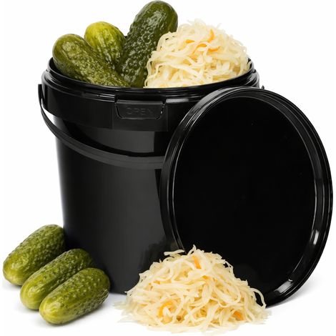 Cubo negro con tapa, 1 litro - Refugio Bukowina