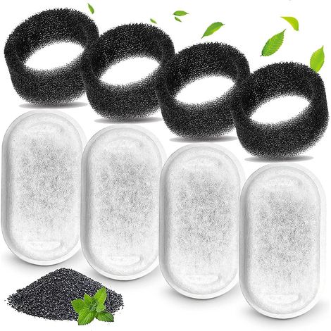 Lot de 16 filtres pour fontaine à eau chat, compatibles fontaine inox animaux, 8 cartouches + 8 éponges, remplacement hygiénique (1/5)