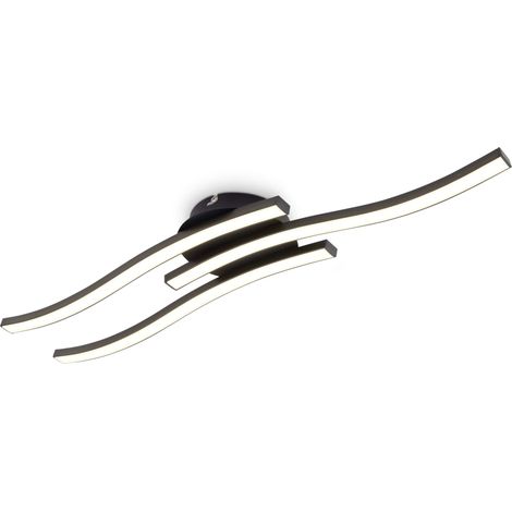 plafonnier LED design moderne, éclairage plafond en forme de vague, modules LED 3x6W, 3x480Lm, lumière blanche chaude 3000K, finition noire, longueur 565mm (1/5)