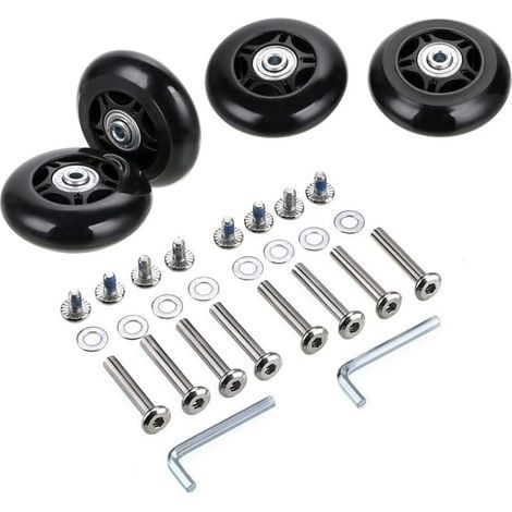4 roues de rechange pour valise, roulements de valise pour réparation, 7024mm, noir. (1/4)