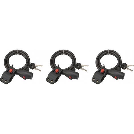 Set di 3 antifurto a chiave Twisty, cavo d'acciaio, bicicletta, 8mmx1,5m, 2 chiavi - THIRARD