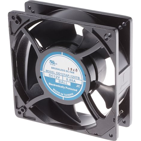 Ventilateur axial RS PRO 12 V dc, 237.9m³/h, 127 x 127 x 38mm, 11.88W ( Prix pour 1 ) (1/2)