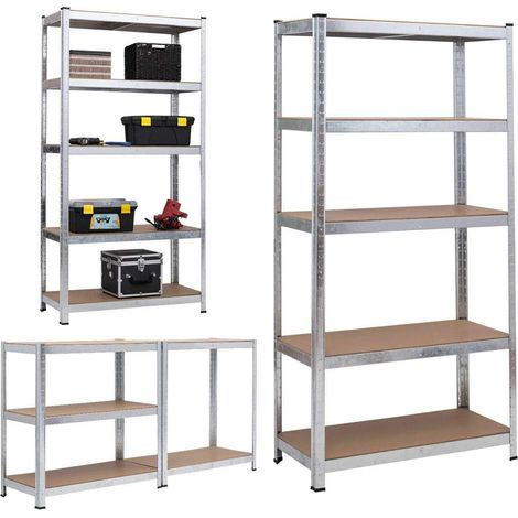 Étagère Charge Lourde galvanisé 200x100x50cm, Étagère en métal robuste pour garage, 5 Niveaux Capacité 875 kg (175 kg/niveau), Étagères de Rangement, Étagère de garage, Étagère cave, Étagère d'atelier (1/5)