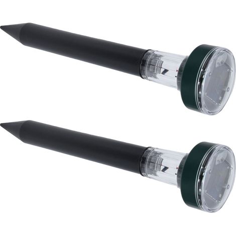 Lot de 2 répulsifs solaires ultrasoniques à LED pour souris et serpents, à insérer dans le sol, pour pelouse extérieure. (1/5)