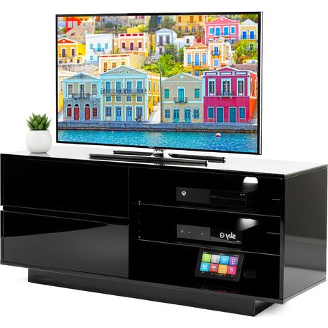 Homeology Gallus Gloss Black with 2-Black Drawers & 3-Shelf 32"-55" LED/ LCD / Plasma Cabinet TV Stand (1/5)