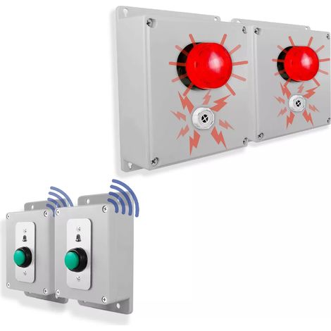 Kit double panique sos sans-fil sirène + flash - Haute-résistance / 800m / 2 boutons pro autonomes piles (PROTECT 800) (1/5)