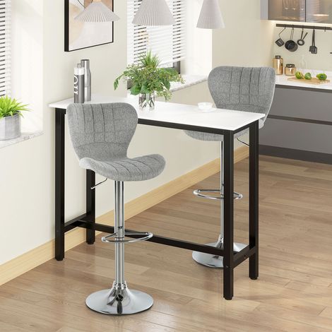 HOMCOM Tabourets de Bar Design Contemporain Lot de 2 Réglable 59-81 cm Pivotant 360° Lin Gris