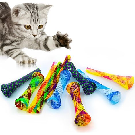 Lot de 10 jouets à ressort pour chat - Spirale colorée - En plastique coloré - Jouet pour chat - Mordre et chasse aux chatons - Couleur aléatoire (1/5)