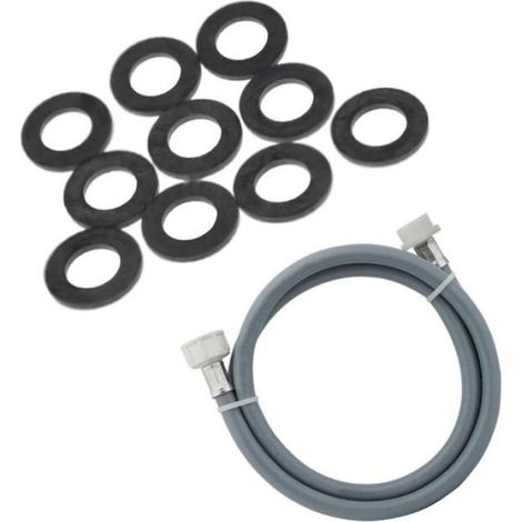 Tuyau D'arrivée D'eau - 2000 mm - Raccords Droits 3/4 Femelle/Mâle - Joints 20/27 Inclus - Pour Lave-linge