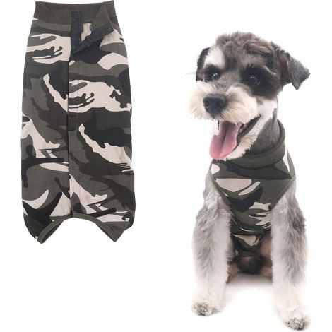 MIMOSON-Dog Recovery Suit, Abdominal Wound Protector Puppy Skin Diseases Vest Clothes Pet Wear After Surgery, E-Collar Alternative for Small Medium Large Cats Dogs (M, Camouflage) (1/5)