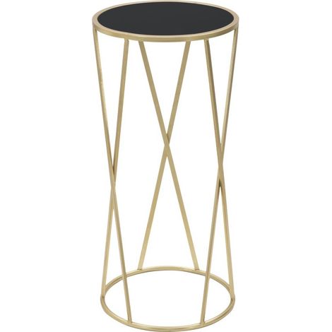 Table d'Appoint Design "Milla" 75cm Noir & Or