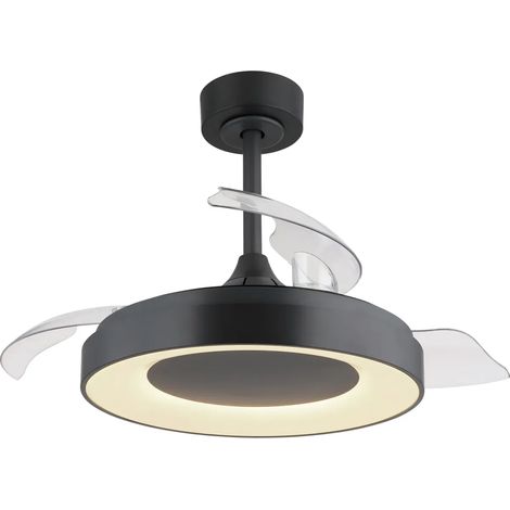 Ventilatore da Soffitto con Luce Grigio 91 cm LED RGB Pale Richiudibili