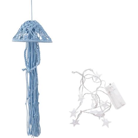 Attrape-rêves bohème en macramé, ornement tissé à la main avec guirlande lumineuse, attrape-rêves méduse à suspendre. (1/5)