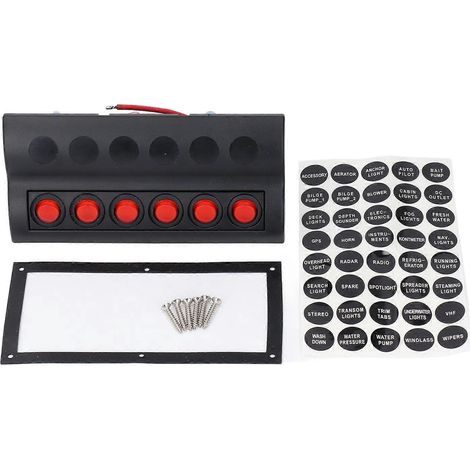 Marine-Schalttafel, 6-fach, wasserdicht, vorverdrahtet mit Überlastschutz, Ein/Aus, für Wohnmobile und Boote, 12 V DC (1/4)