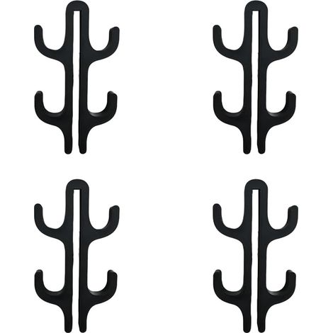 Set of 4 black frameless hooks for glass shower doors, tool-free installation, bathroom and kitchen (1/5)