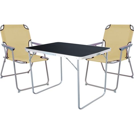 3-tlg Campingsessel Beige + Campingtisch-MMC330871B+2xMPO2600B (1/4)
