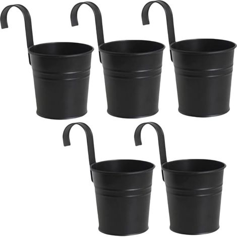 APEX Lot de 5 Pots de Fleurs à Suspendre en métal avec Crochet pour décoration intérieure et extérieure pour Balustrade, clôture, Balcon (1/5)