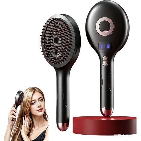 Elektrische Dampfbürste – Luftkissenkamm – 3-in-1-Massagekamm mit Rotlicht und Vibrationsmassage – Kabelloser Luftkissenkamm für krauses Haar (1/5)