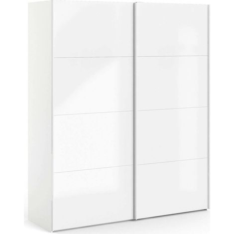 Guardaroba 2 Ante Portlouis, Armadio Camera da Letto un Ripiano, Appendiabiti, 61.7x220h cm Bianco