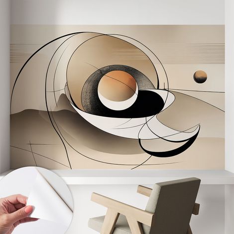 Papier peint adhésif décoratif avec colle pour salon chambre et bureau Installation rapide Abstraction harmonieuse 104x70 cm (1/5)