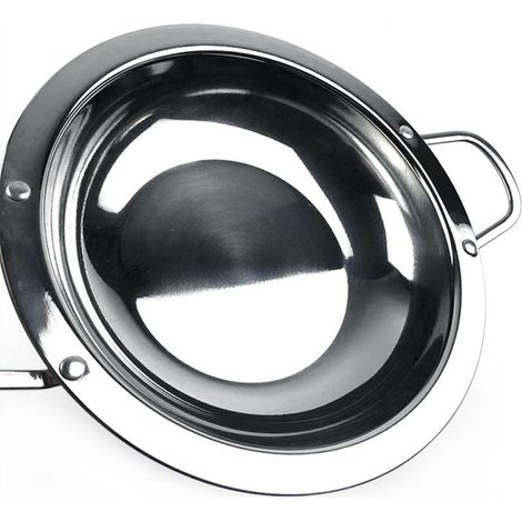 Marmite en acier inoxydable, binaurale, grande capacité, peu profonde et à large bord, idéale pour la maison et le commerce (25,9 cm). (1/5)