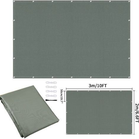(Gris 200x300CM) Toile d'ombrage imperméable avec perforations, adaptée aux clôtures de jardin et aux pergolas, protection UV. (1/5)