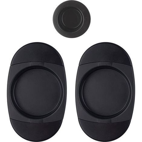 Ouvre&Déco – 2 poignées de porte coulissante CUVETTE sans trou, Nylon noir