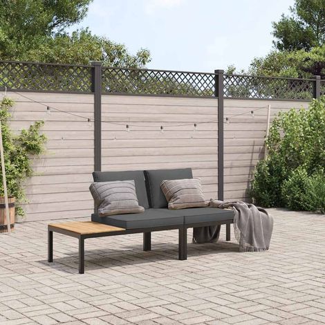 Set de sofás de jardín con cojines 2 piezas aluminio negro vidaXL (1/5)