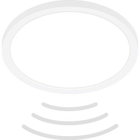 Plafonnier LED avec détecteur de mouvement IP44 portée 3m, couleur de lumière blanc neutre, plat, détection 120 degrés, plafonnier LED, panneau LED, 24x3 cm, blanc (1/5)
