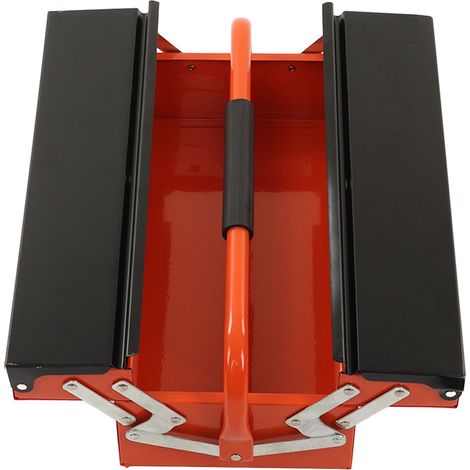 Tragbarer, faltbarer Werkzeugkasten aus Metall mit Ausleger für die Wartung, Aufbewahrung und Organisation von Rollwagen, 2 Ebenen, 3 Ablagen, L 420 mm (1/5)