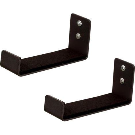 Lot de 2 supports muraux en aluminium pour tapis de yoga avec patins en feutre pour rangement de rouleaux en mousse Noir (1/5)