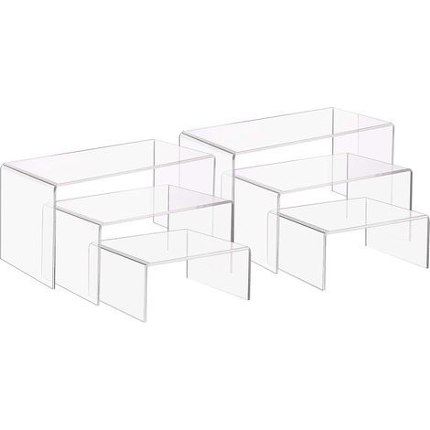 6pcs 3 Sizes Acrylic Display Risers Holder U Shaped Jewelry Display Rack Transparent Shelf Showcase for Jewelry Display, Home and Store