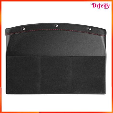 Organisateur de siège de voiture - - Boîte de rangement siège - Plastique & cuir - 23,5x5,5x16,5 cm - Noir/Beige (1/5)