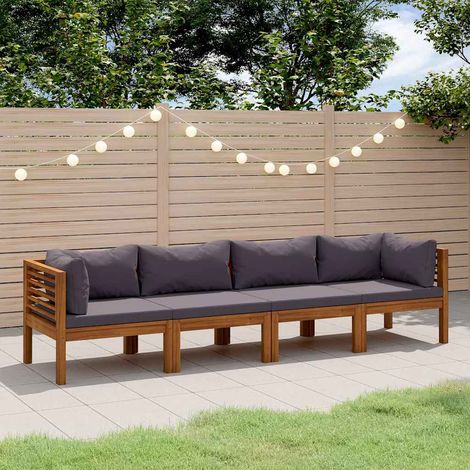 Canapé fixe 4 places de jardin Canapé relax - Banc de jardin avec coussin Bois d'acacia massif BV465006 - BonneVie (1/5)