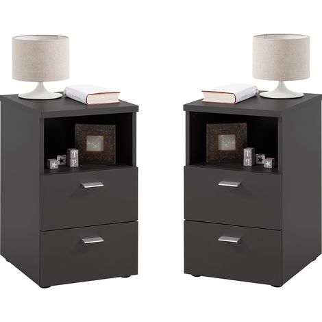 Nachttisch, 2er Set, in schwarz, CERNA-10, auch für Boxspringbetten geeignet, B/H/T je ca. 35/61,5/39,9 cm (1/5)