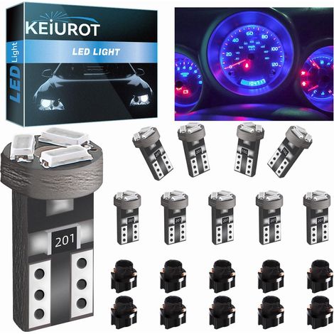 T5 74 Led Bulb Blue W3W 37 70 2721 Led Wedge LED T5 Twist Socket Bulb Dashboard for Car Interior Speedometer Instrument Gauge Cluster Indicator Light Panel 12V, 10 Lamp (1/5)