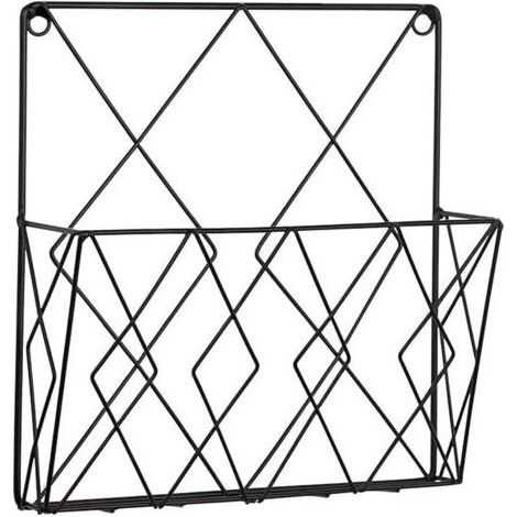 Revistero de pared, revistero de pared, revistero colgante, organizador de almacenamiento de revistas, estante decorativo de alambre metálico negro para archivadores (1/4)