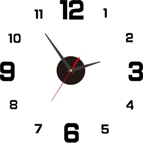 Reloj de pared digital creativo, personalizable y para armar tú mismo, con luz integrada. Decoración de pared autoadhesiva que no requiere taladrar. Reloj de pared de acrílico negro de 40 cm.