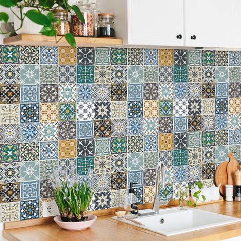 Stickers muraux - Sticker Mural Carrelage adhésif Cuisine Salle de Bain - 30 STICKERS CARRELAGES PANTELARIA - 30stickers10x10cm (1/5)