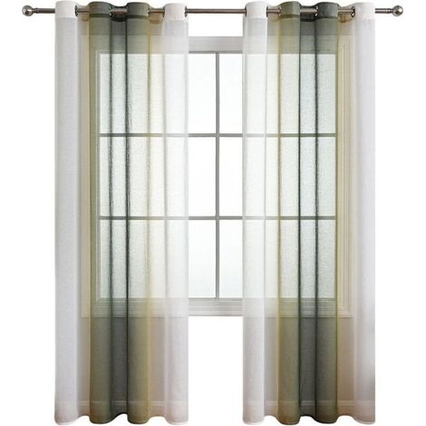 Lot de 2 Rideaux à Oeillets - Texture Dégradée et Transparente - Design Moderne - pour Fenêtre de Salon, Cuisine ou Chambre