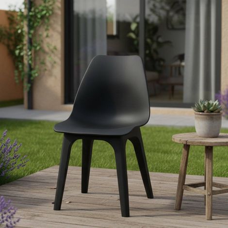 Dmora - Sedia da esterno 0, Seduta da giardino, Sedia per tavolo da pranzo, Poltrona outdoor, 100 % Made in Italy, Cm 45x50h81, Antracite (1/3)