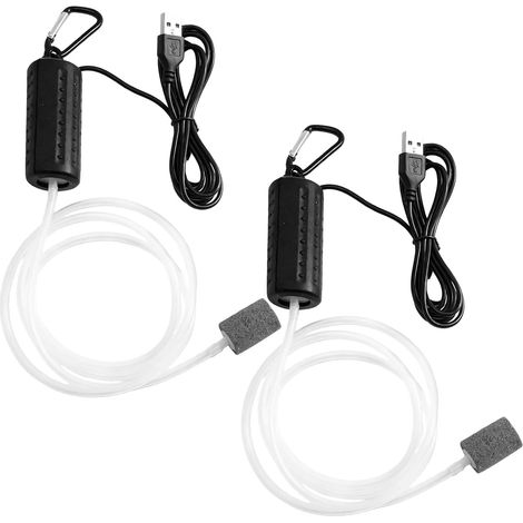 Aquarium Air Pump,2 Pcs Aquarium Air Pump Mini Silent Oxygen Pump 1W USB with Air Stone and Hose Energy Saving (1/5)