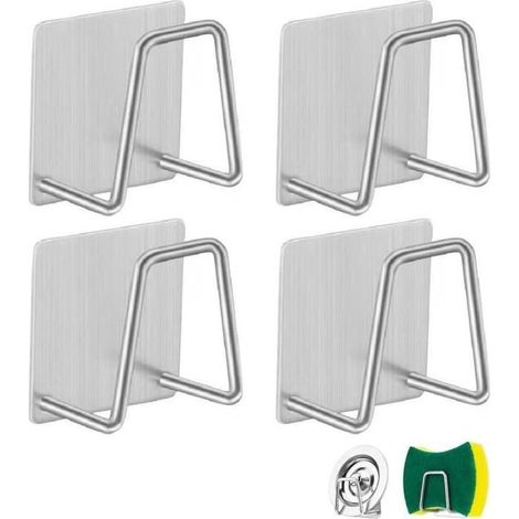 Porte éponge - Acier Inoxydable - Support Auto-Adhésif - Imperméable - Résistant à la Corrosion - Noir (1/4)