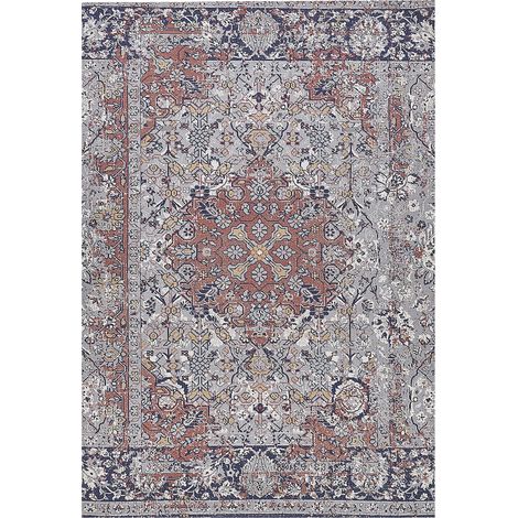 Alfombra de poliéster multicolor algodón 140 x 200 cm envejecido oriental sala de estar dormitorio Korgan