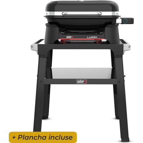 Barbecue électrique Lumin + Support + Plancha - Noir