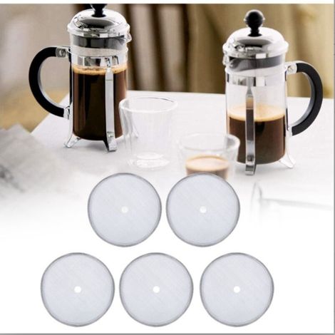 Lot de 5 filtres à café,acier inoxydable 304,maille ultra-fine 150 mesh,cafetière à piston 600 ml,usage domestique (1/5)