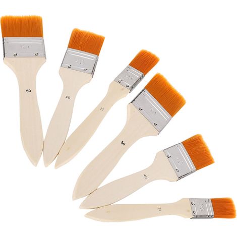 Ensemble de 6 Pinceaux à Peinture à l'Huile en Nylon avec Manche Bois et Tube Aluminium (1/5)