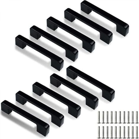 Set di 10 maniglie quadrate per ante da cucina in acciaio inox con foro centrale da 128 mm (viti incluse)