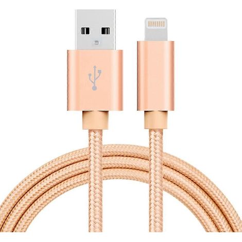 Câble de charge et de synchronisation de données USB Lightning 8 broches à motif tissé 3M 2A compatible avec iPhone, iPad et iPod (1/4)