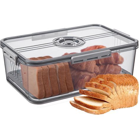 Boîte à pain avec couvercle hermétique – Boîte à pain pour comptoir de cuisine, enregistrement du temps pour pain fait maison, bagel, biscuits, cupcakes (1/5)